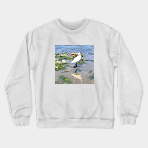 A Heron on the beach 2 Crewneck Sweatshirt by PrintedDreams